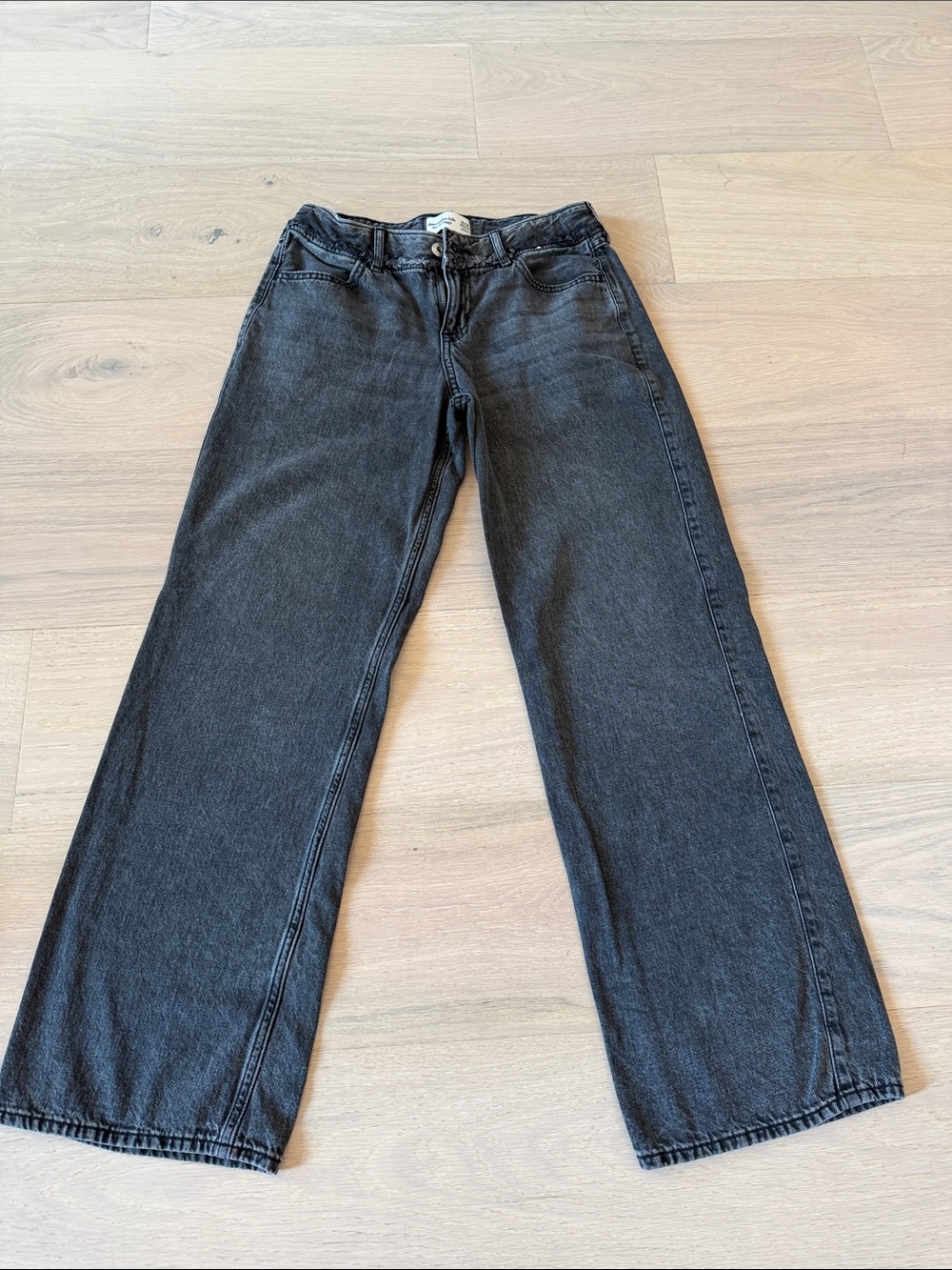 abercrombie kids black low rise baggy jeans size 15/16
